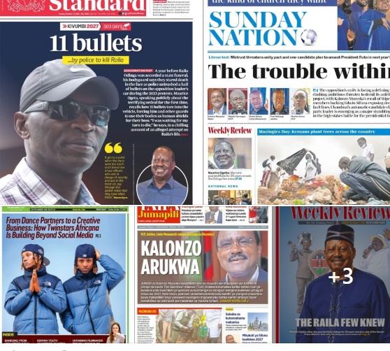 Sunday Headline Newspaper: 11th October 2026; Daily Nation The Standard, Taifa Leo, PD