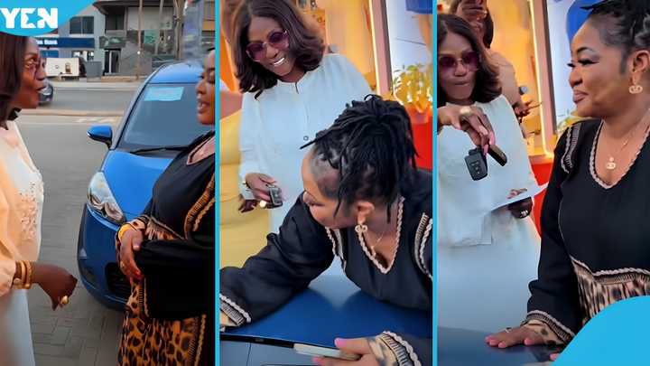 Maame Gold Gifts Christiana Awuni a Brand New Car After Actress Struggled to Move Around