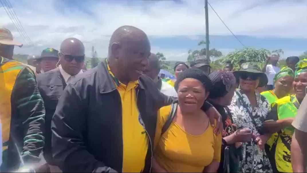 Cyril Ramaphosa criticised for putting his arm around a woman during a Durban visit
