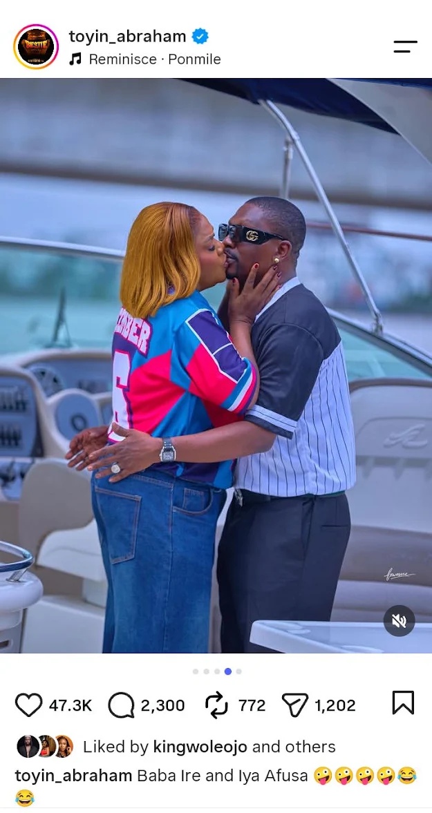 Actress Toyin Abraham Shocks Internet Gossipers After She Locked Lips With Rapper Reminisce In Promo Shots