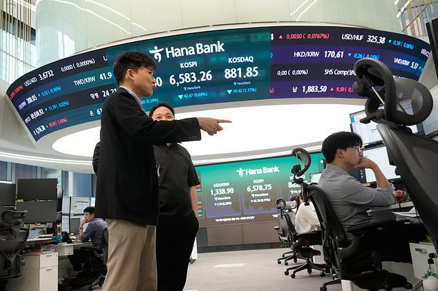 Asian shares are mixed and oil prices fall about $1.50 as Trump says US will buy diesel from Russia