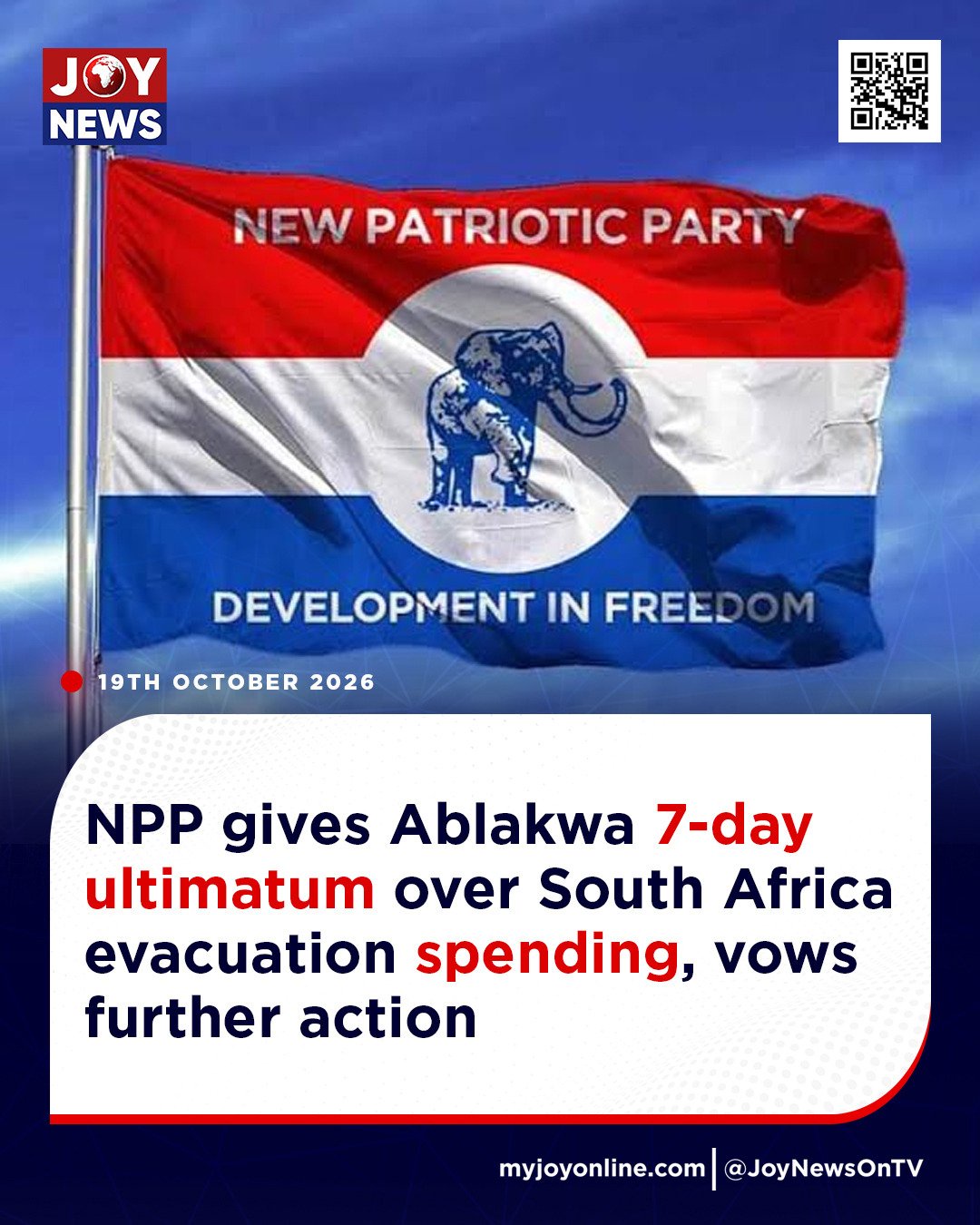 Ablakwa Under Fire: NPP Drops 7 Day Ultimatum Over South Africa Evacuation Spending