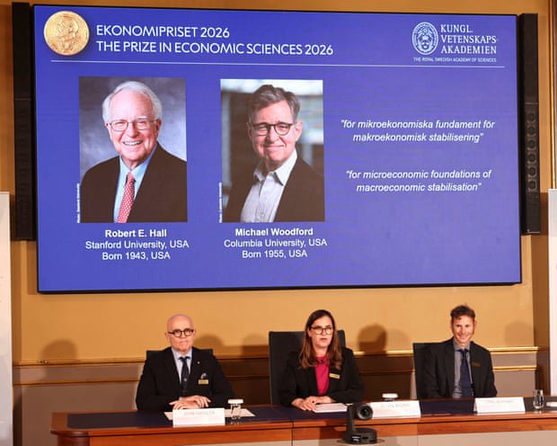 Nobel Prize for economics awarded to Hall and Woodford for work on ‘smoothing’ crises