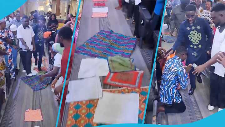 Prophet Ogyaba Walks on Clothes and Handkerchiefs Laid by Church Members in Viral Video
