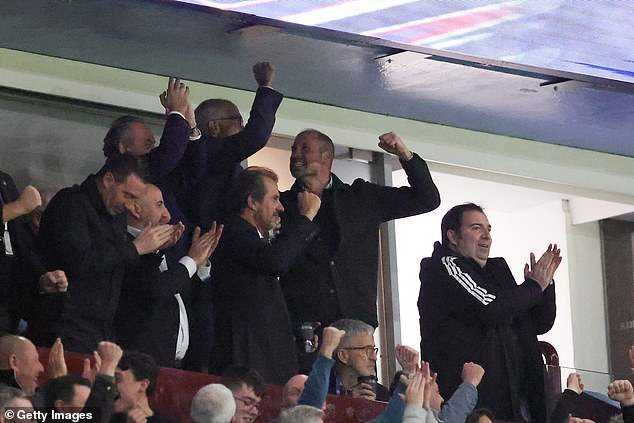 Plenty to smile about, your highness! Prince William celebrates wildly as his beloved Aston Villa score two early goals in Champions League clash against Fenerbahce