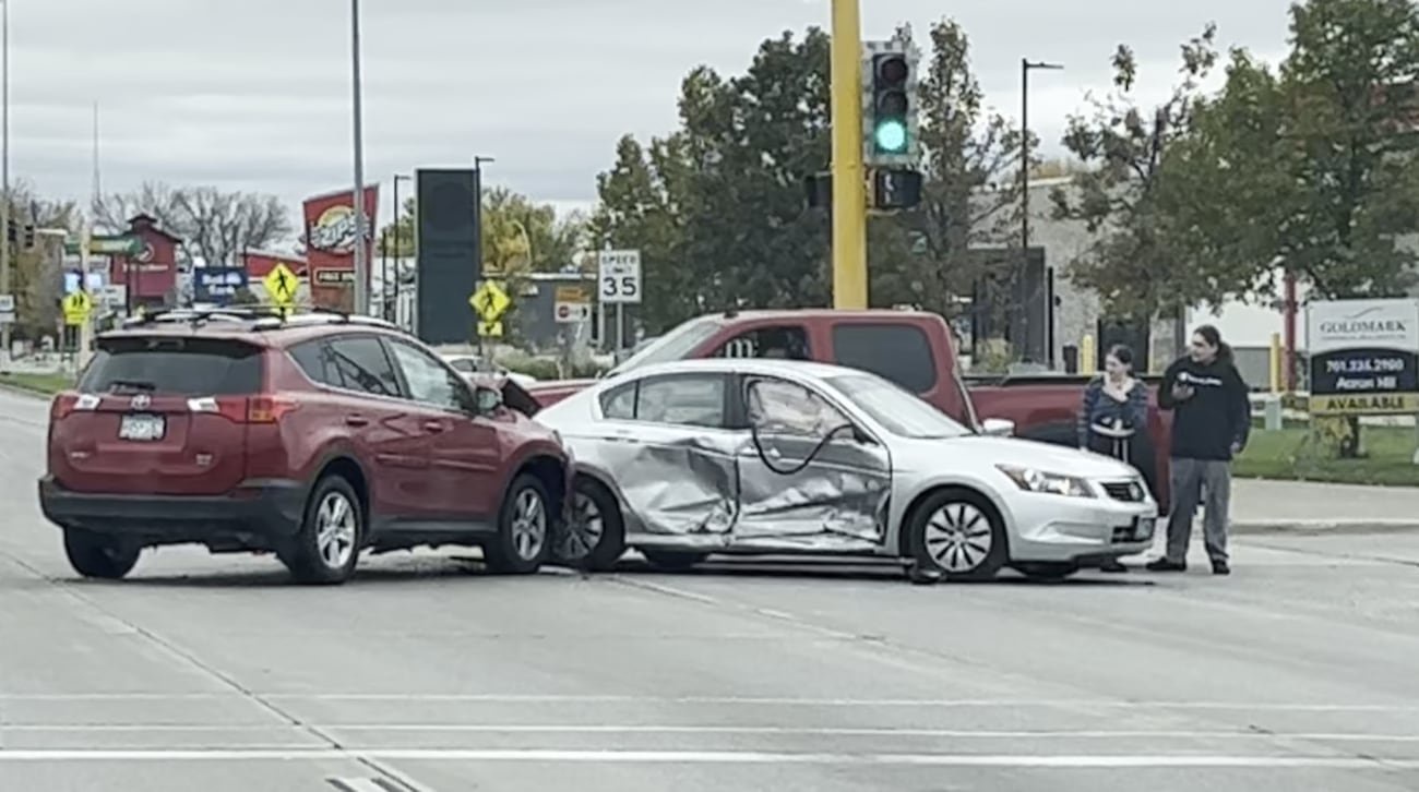 Three-vehicle crash at Oak Manor Avenue and University Drive in Fargo