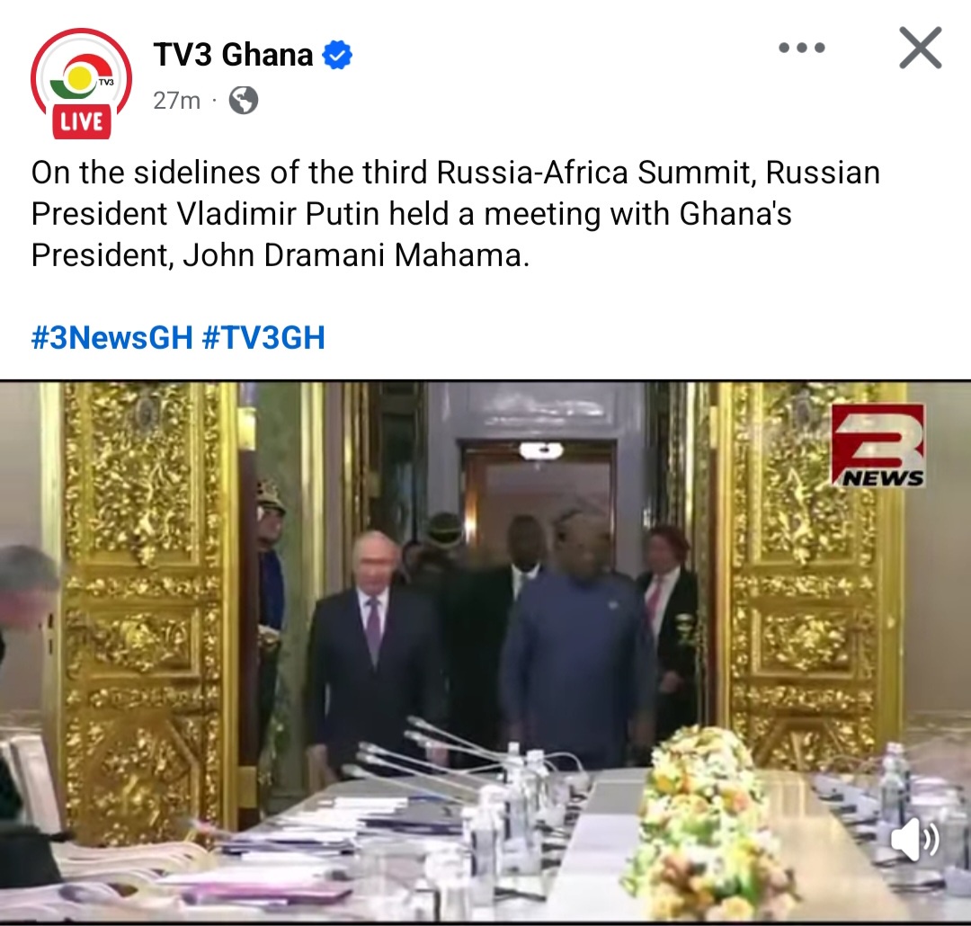Putin Holds Talks with Ghana’s President Mahama on Sidelines of Third Russia-Africa Summit