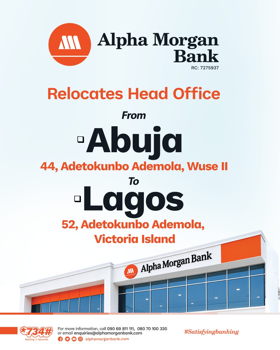 Alpha Morgan Bank Moves Headquarters to Lagos