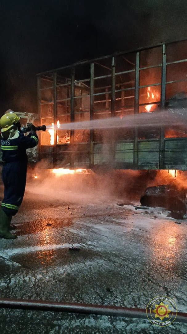 Over GH¢800,000 worth of goods destroyed as truck catches fire at Amanfrom