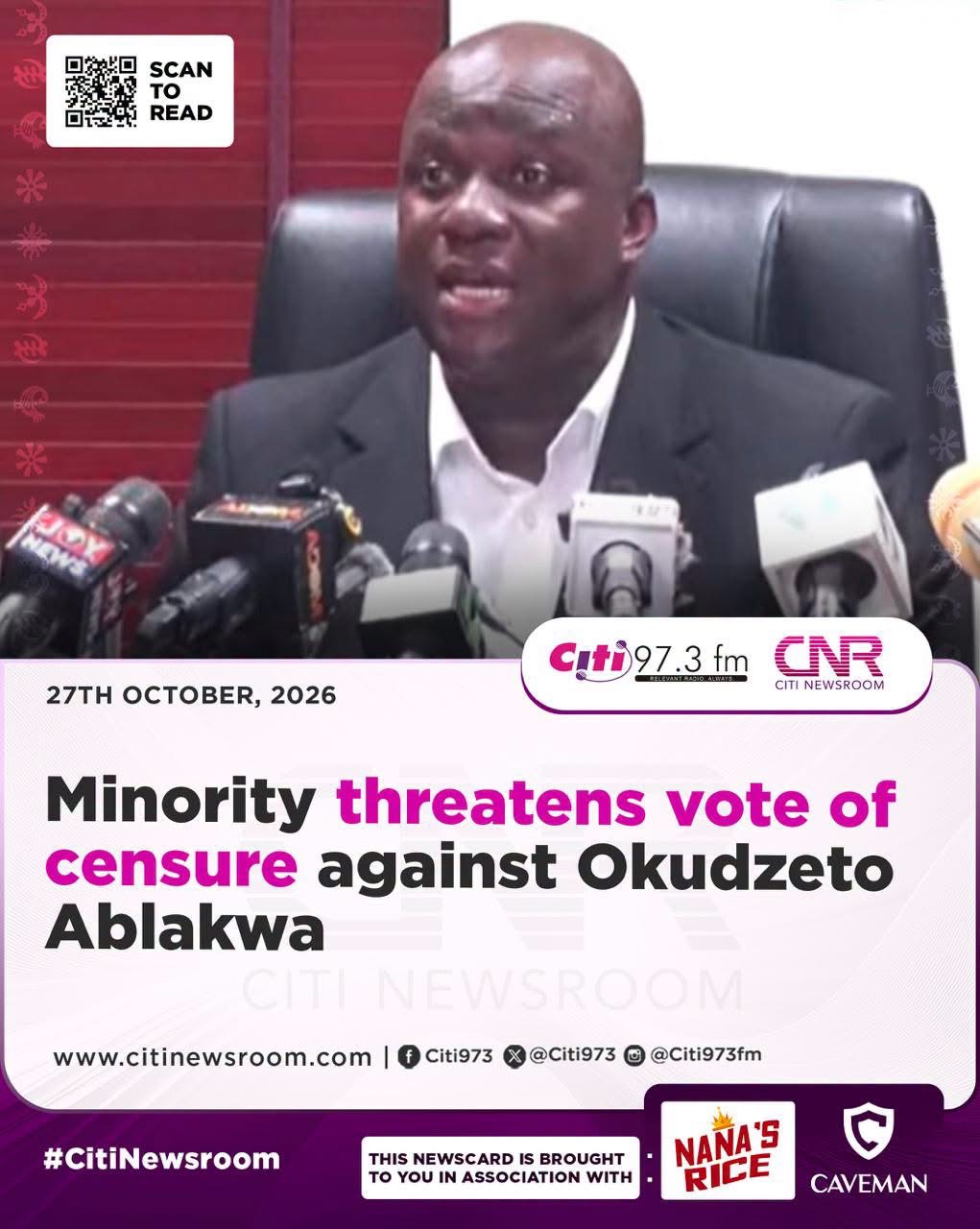 Minority Threatens Vote Of Censure Against Okudzeto Ablakwa
