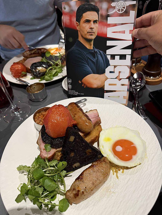 ‘That’s a bigger scam than Man City!’ Arsenal ridiculed for charging £50 for full English breakfast with a watercress garnish in their Emirates hospitality lounge