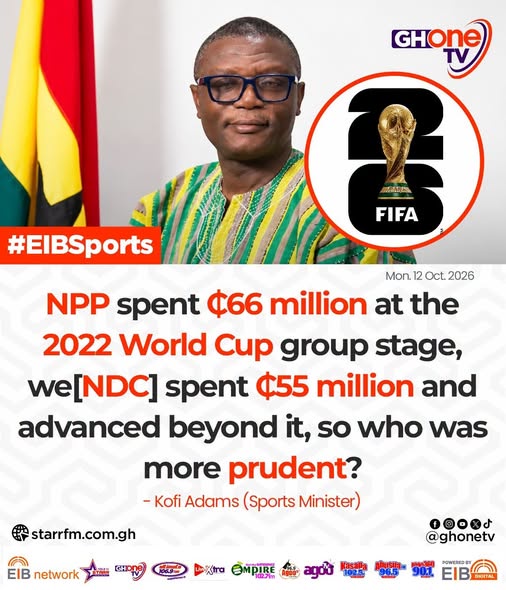 NPP spent GH¢66m at the 2022 world cup group stage, we NDC spent GH¢55m, who is more prudent – Adams
