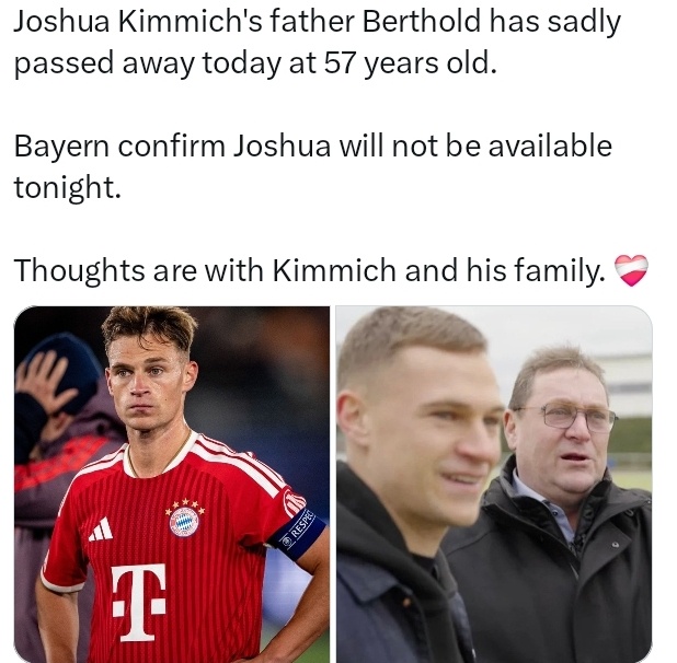 Bayern Munich Midfielder Joshua Kimmich’s Father Has Died