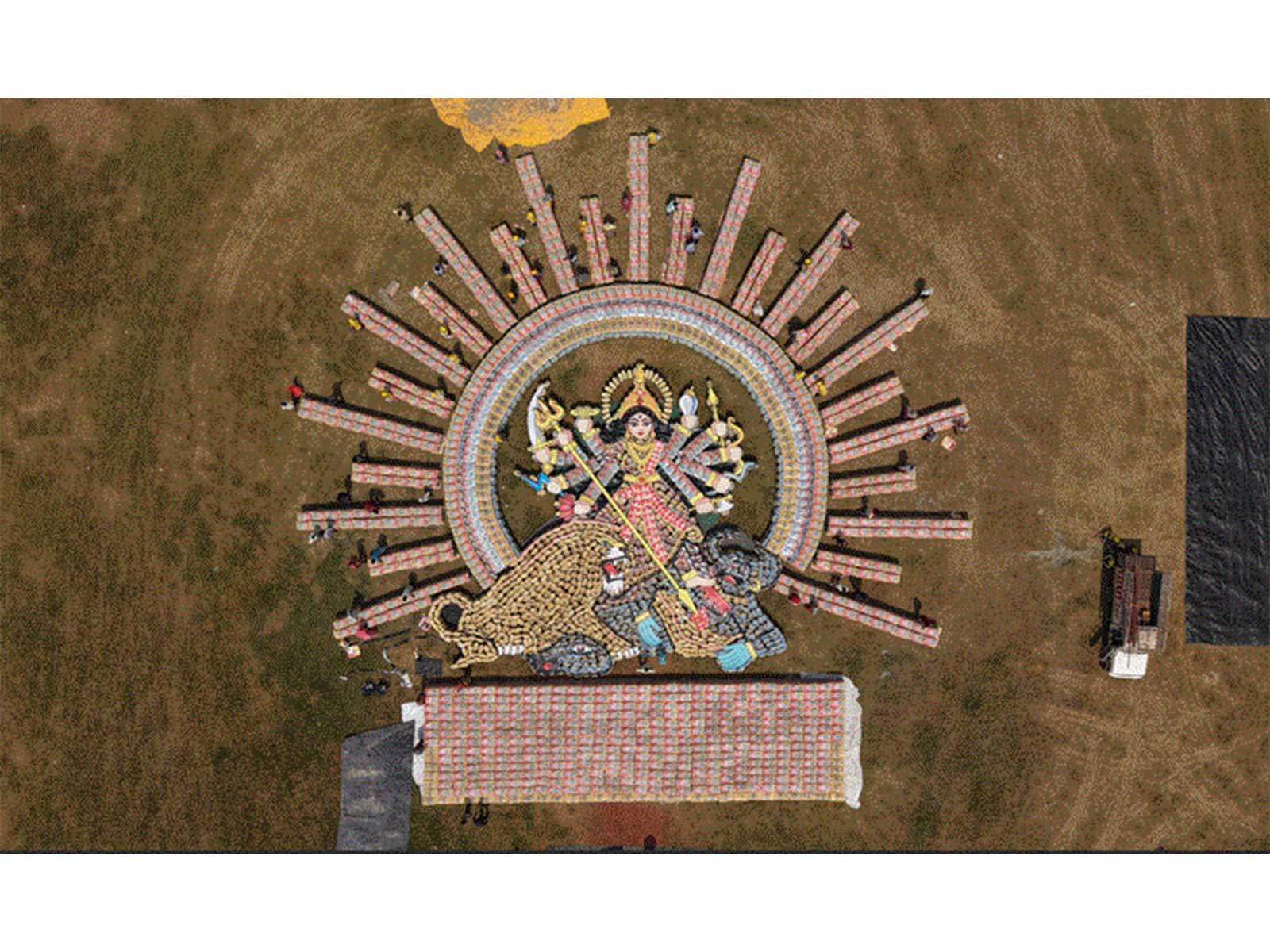 Adani Cement marks Navratri with a 15,000-bag aerial tribute to Maa Durga