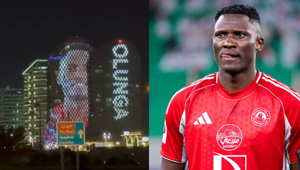 Michael Olunga receives spectacular tribute as his image and name lights up iconic Doha Towers