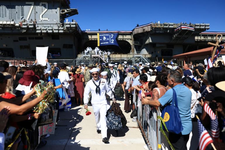 USS Lincoln returns to US after long deployment supporting war on Iran