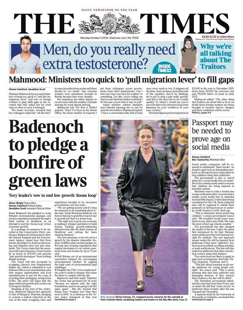 Badenoch’s ‘bonfire of green laws’ and ‘Drop in global dealmaking’