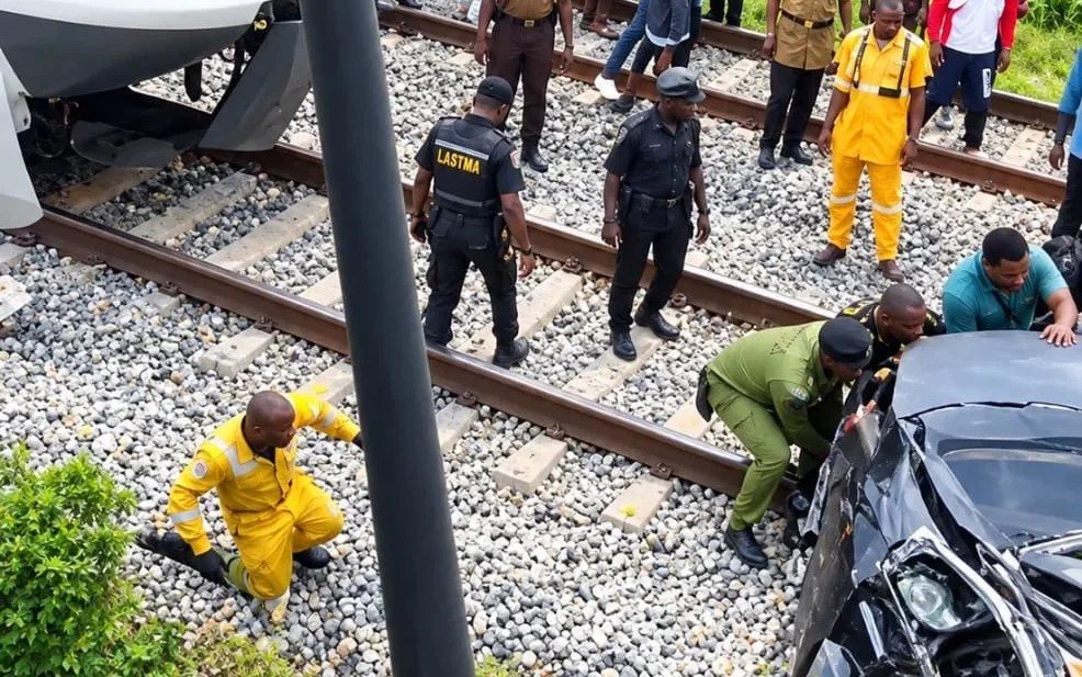 Train collides with car at Lagos crossing, driver escapes unhurt