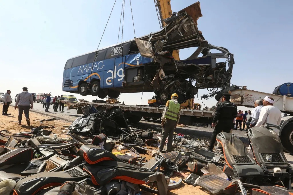 At least 13 dead & 37 injured as tourist bus smashes into truck & splits in half after ‘driver fell asleep’ in Egypt