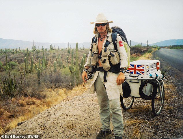 British adventurer who has travelled 31,000 miles around the world finally lands back in UK 28 years later… after swimming the English Channel