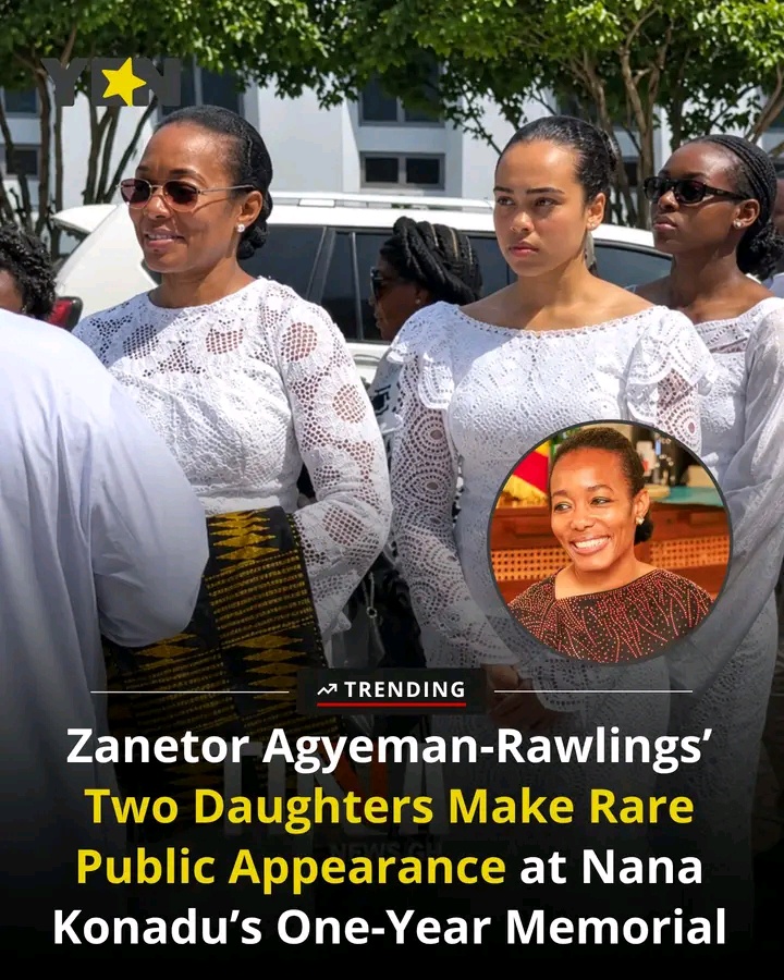 Rare Appearance: Dr Zanetor Steps Out With Her Two Daughters at Nana Konadu’s Memorial