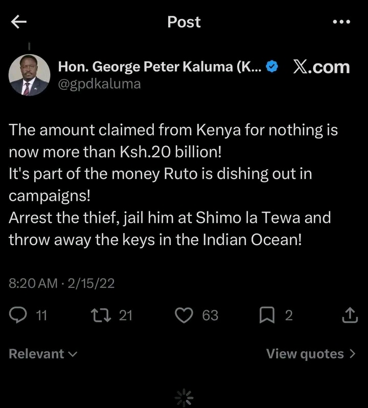 Peter Kaluma Reportedly Deletes 2022 Tweet Attacking William Ruto