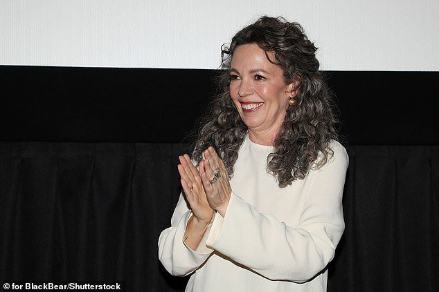 Olivia Colman, 52, displays her long grey locks as she joins Alexander Skarsgard at Wicker screening in New York after racy fantasy was labelled ‘the year’s weirdest rom-com’