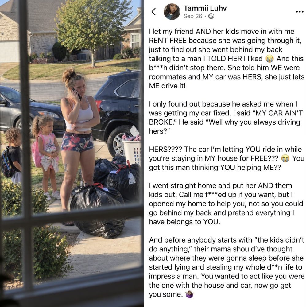 Woman kicks friend & her kids Out of her home After a man shows interest in her
