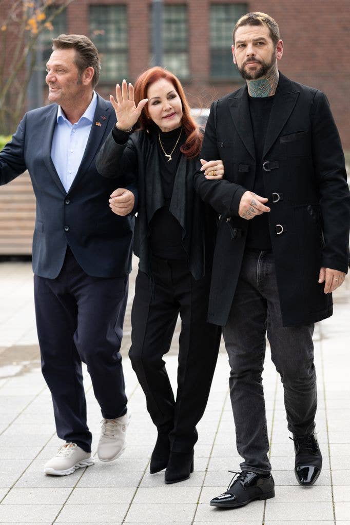 Priscilla Presley steps out in Germany with rarely-seen son Navarone ahead of tribute to Elvis