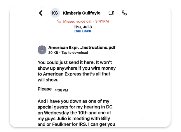 Kimberly Guilfoyle associate says when she asked him for $100K, it was “quid pro quo”