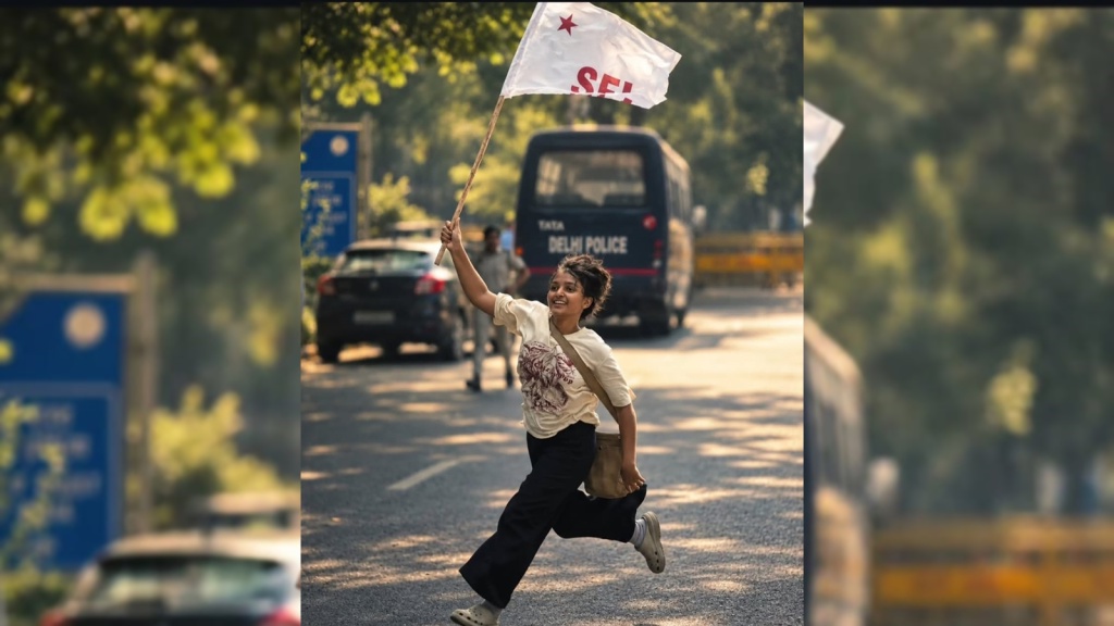 ‘Time to do something to change system’: Story behind viral photo of woman with an SFI flag