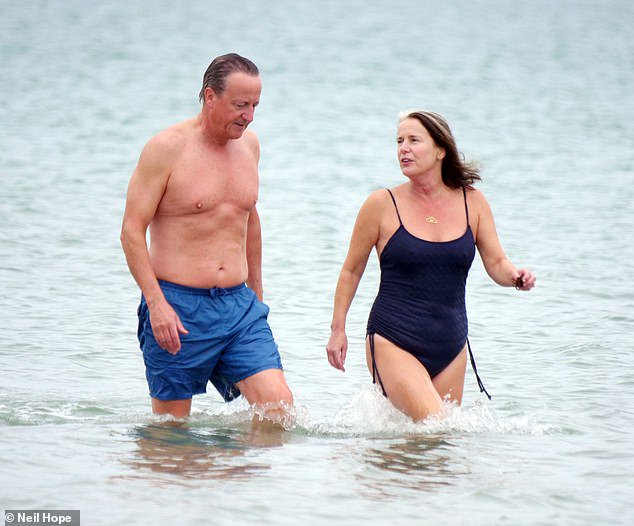 David Cameron enjoys early morning swim with sister after weekend marking his 60th birthday celebrations