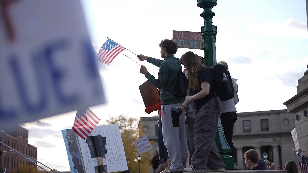 Protesters rally as President Trump visits Syracuse