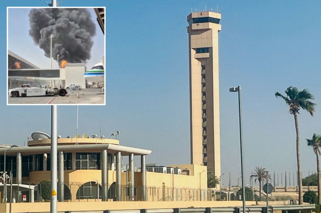 ‘Multiple wounded’ in huge blast at major airport just days after Iran’s Houthi rebels blitz on passenger plane kills 3