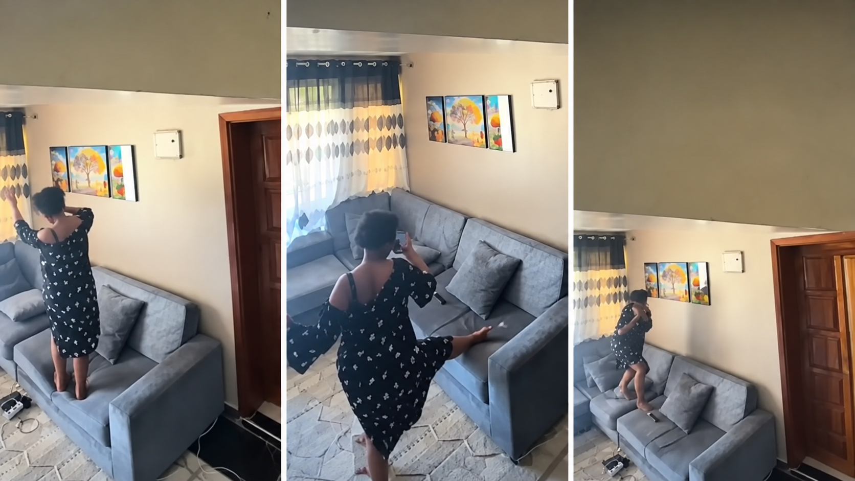 Househelp Climbs on Sofa, Sits on Wi-Fi Router as CCTV Captures Her Unusual Antics