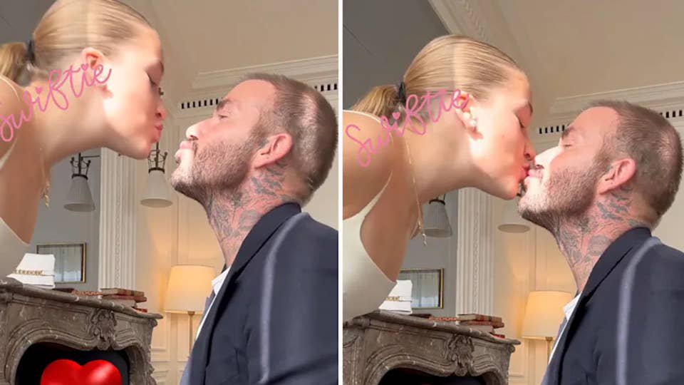 Harper Beckham kisses dad David in sweet photo from their seaside escape