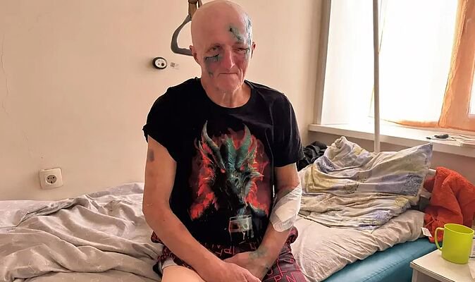 Blood-soaked grandad’s face ripped apart as he was dragged away and torn to shreds